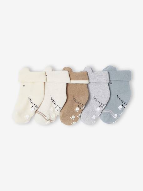 Pack of 5 Briefs in Towelling for Newborns beige 