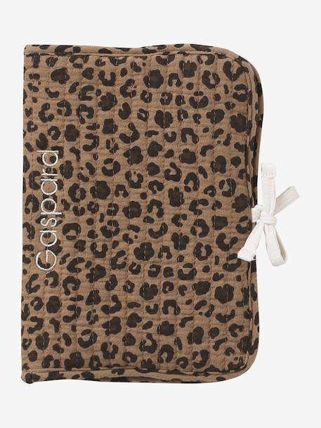 Customisable ENVIE DE FRAISE leopard cotton muslin health record cover beige 