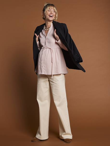 Cotton Gauze Blouse for Pregnancy & Nursing, ENVIE DE FRAISE blush 