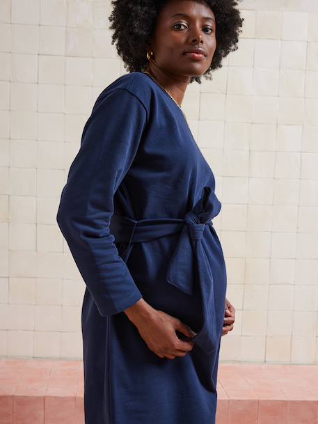 Fleece Sweatshirt Dress for Maternity navy blue 