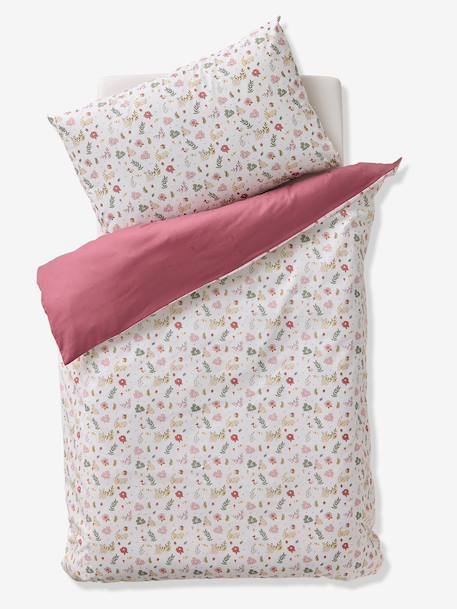 Enchanted Rabbit duvet cover + pillowcase bedding set old rose 