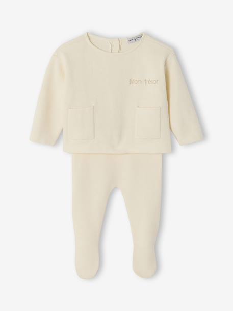 Customisable ENVIE DE FRAISE unisex baby knit set ecru 