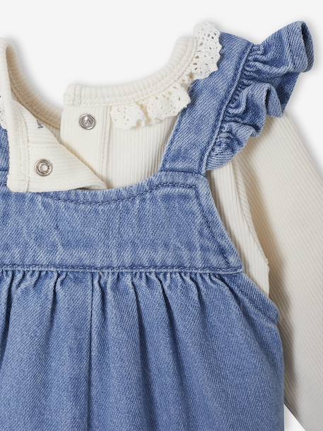 2-Piece Set for Newborns: Denim Dungarees + Bodysuit stone 