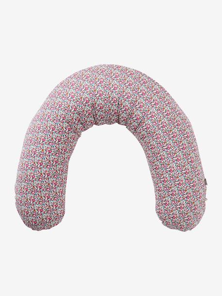 Nursing pillow and cover in cotton muslin and Liberty ENVIE DE FRAISE pale pink 