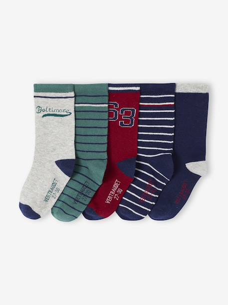 Pack of 5 pairs of 'Baltimore' socks for boys ink blue 