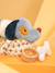 Cuddly toy animal and its LILLIPUTIENS basket blue+rose 