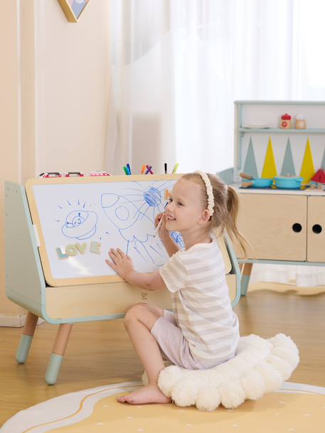 2-in-1 Bookcase Blackboard for Children, HAPE blue 