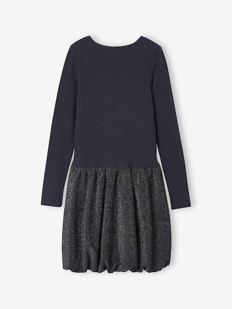 Girl's two-fabric bubble dress anthracite 