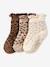 Pack of 3 pairs of leopard print baby girls' socks cinnamon 