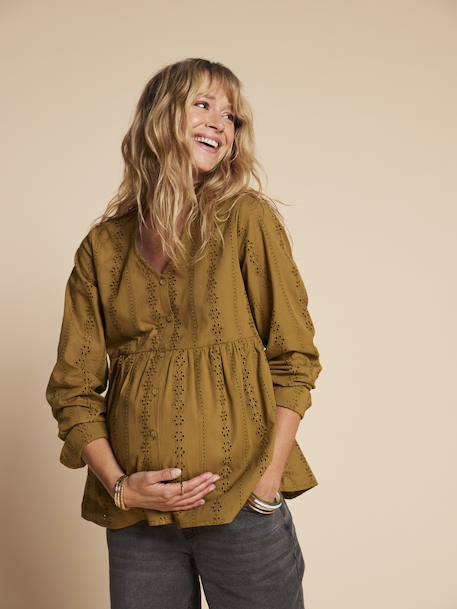 Broderie Anglaise Blouse for Maternity & Nursing, ENVIE DE FRAISE black+olive 