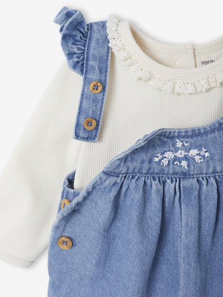 2-Piece Set for Newborns: Denim Dungarees + Bodysuit stone 