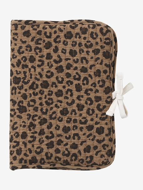 Customisable ENVIE DE FRAISE leopard cotton muslin health record cover beige 