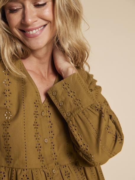 Broderie Anglaise Blouse for Maternity & Nursing, ENVIE DE FRAISE black+olive 