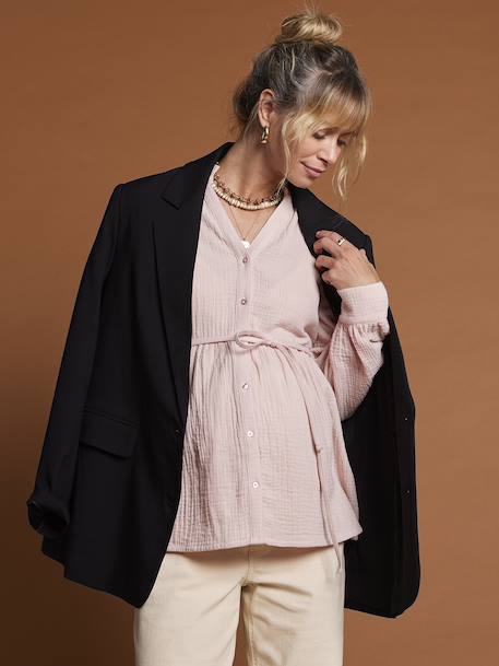 Cotton Gauze Blouse for Pregnancy & Nursing, ENVIE DE FRAISE blush 