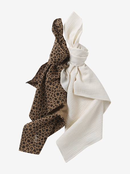 Pack of 2 Muslin Squares for Babies, ENVIE DE FRAISE beige 