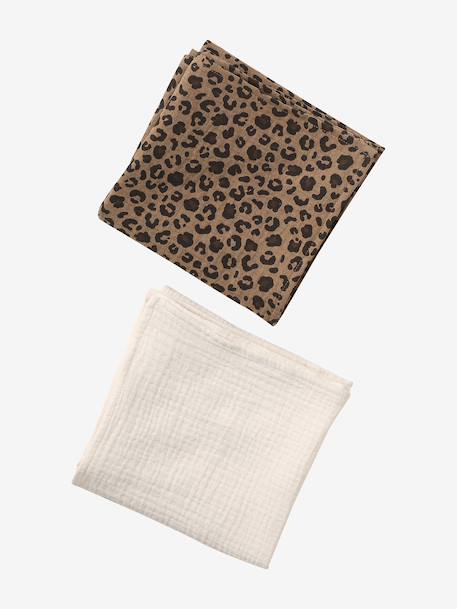 Pack of 2 Muslin Squares for Babies, ENVIE DE FRAISE beige 