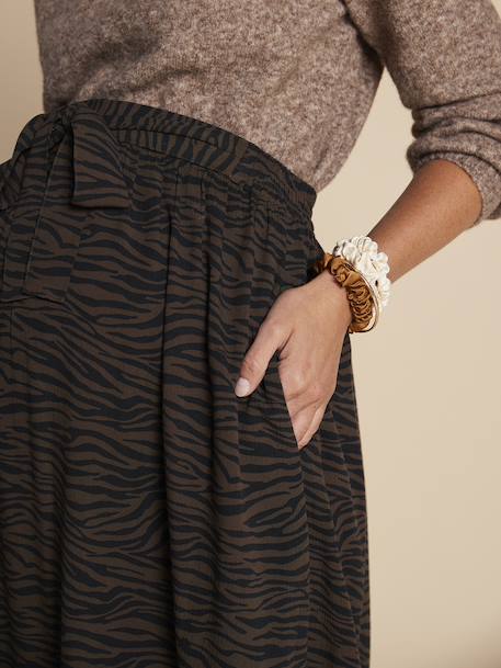Long Skirt with Zebra Print, for Maternity, ENVIE DE FRAISE chocolate 