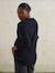 V-neck nursing clothes jumper in moss stitch and lace black 