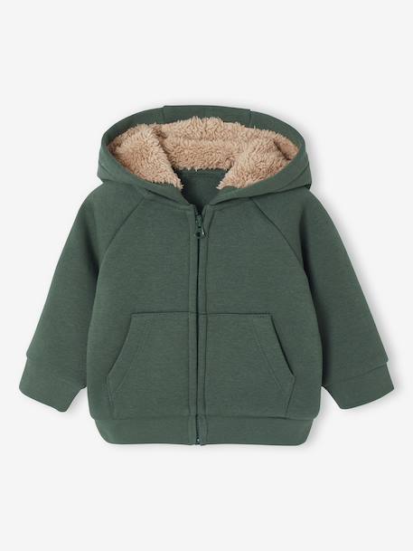 Zipped hooded fleece cardigan for babies fir green 