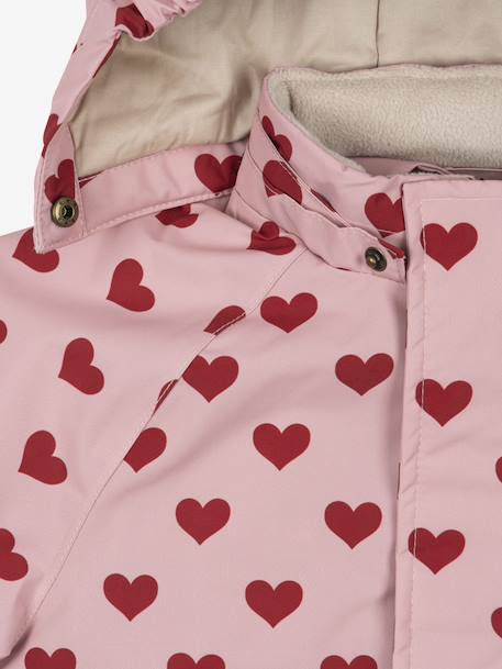 Heart print waterproof windcheater jacket Mismou KONGES SLOJD grey+rose 