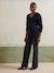 V-neck nursing clothes jumper in moss stitch and lace black 