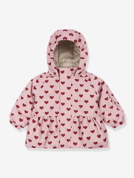 Heart print waterproof windcheater jacket Mismou KONGES SLOJD grey+rose 