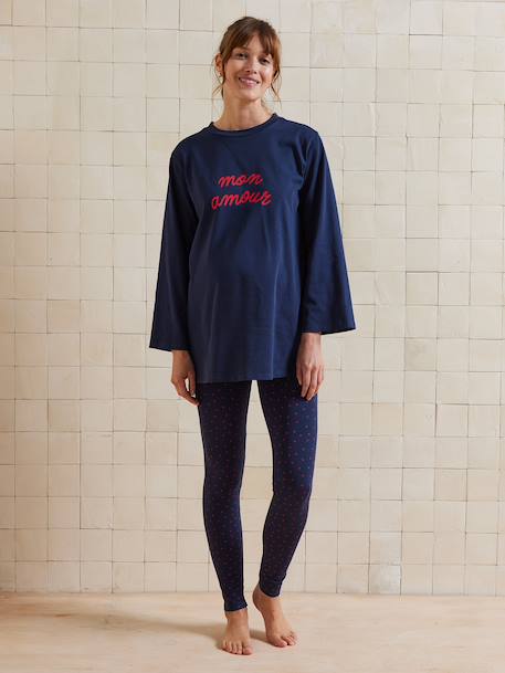 Set of 2-Piece 'Mon Amour' Pyjamas for Maternity navy blue 