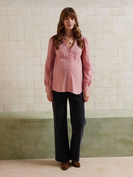 Cotton Gauze Blouse, Maternity & Nursing raspberry pink 