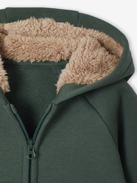 Zipped hooded fleece cardigan for babies fir green 
