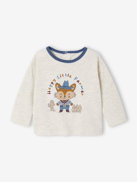 Long-sleeved baby t-shirt marl beige 