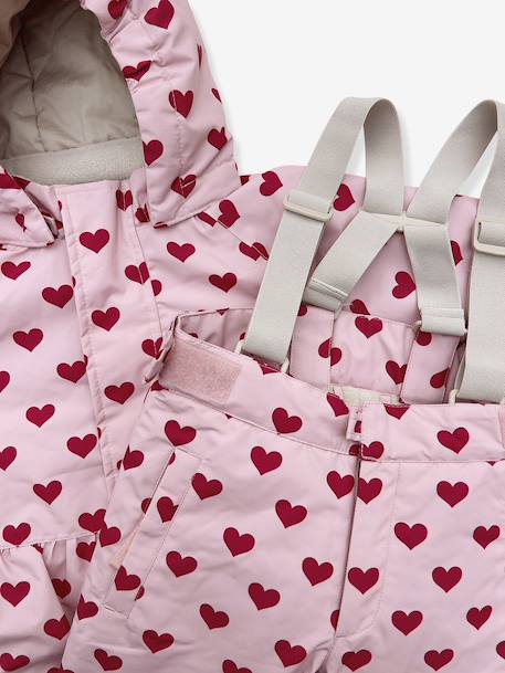 Heart print waterproof windcheater jacket Mismou KONGES SLOJD grey+rose 