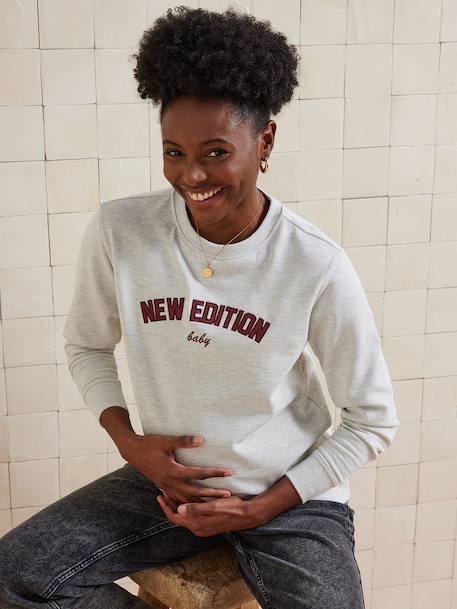 'New Edition Baby' nursing sweatshirt marl beige 