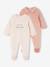 Pack of 2 Velour Sleepsuits for Newborns pale pink 