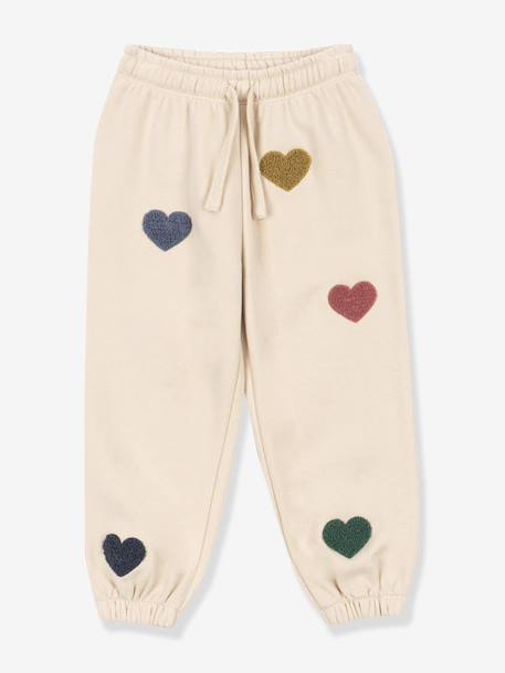 Fleece trousers with KONGES SLOJD heart pattern beige 