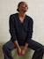 V-neck nursing clothes jumper in moss stitch and lace black 