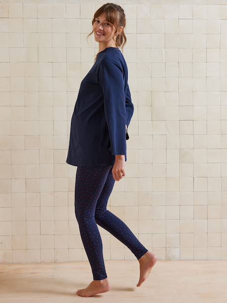 Set of 2-Piece 'Mon Amour' Pyjamas for Maternity navy blue 