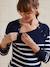 Striped nursing clothes jumper with raglan openings navy blue 