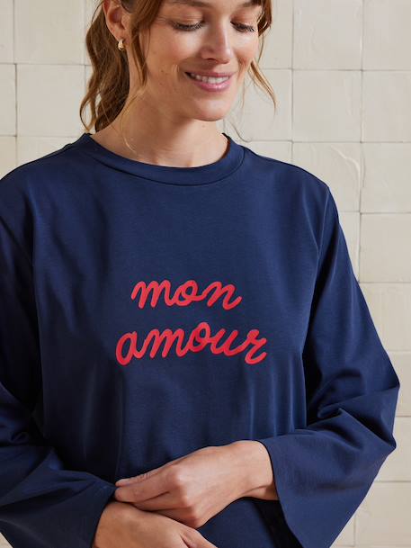 Set of 2-Piece 'Mon Amour' Pyjamas for Maternity navy blue 