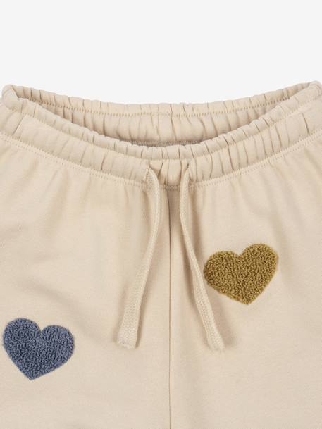 Fleece trousers with KONGES SLOJD heart pattern beige 