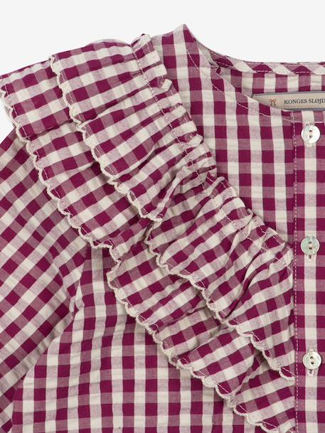 Girl's ruffled blouse with checks pattern KONGES SLOJD red 