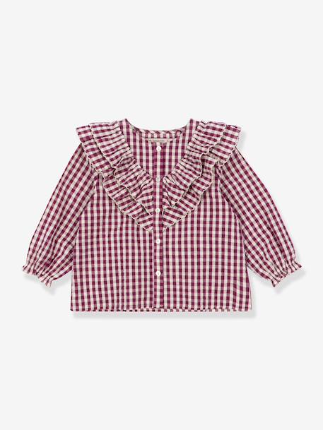 Girl's ruffled blouse with checks pattern KONGES SLOJD red 