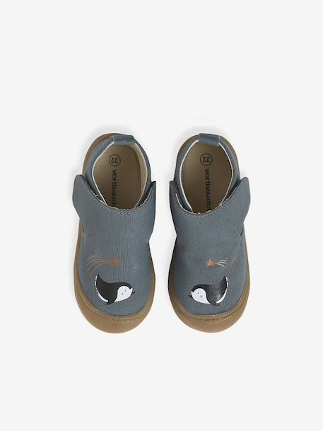 Canvas touch-fastening slippers for babies printed blue 
