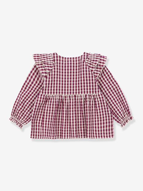 Girl's ruffled blouse with checks pattern KONGES SLOJD red 
