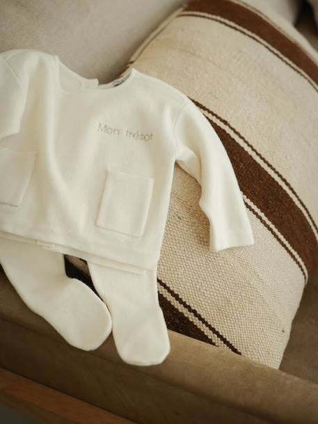 Customisable ENVIE DE FRAISE unisex baby knit set ecru 