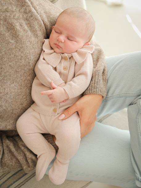 Customisable ENVIE DE FRAISE wool and cashmere newborn set blush 