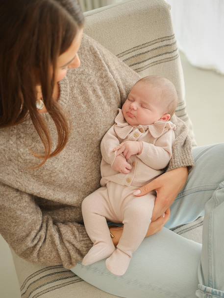 Customisable ENVIE DE FRAISE wool and cashmere newborn set blush 