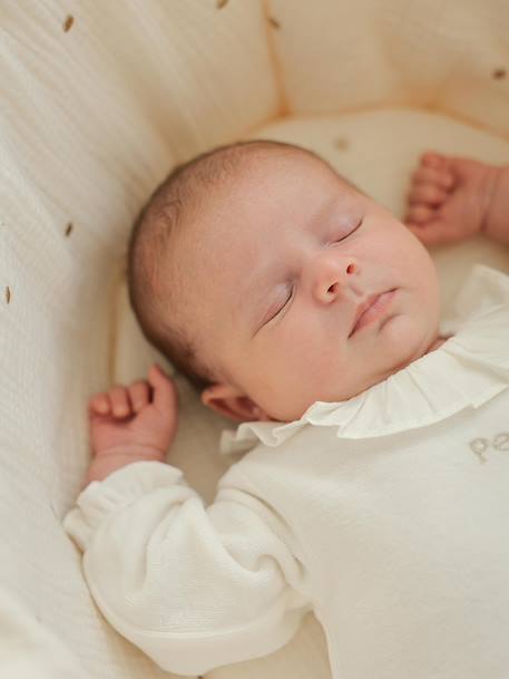 Pack of 2 Sleepsuits in Velour for Newborn Girls, ENVIE DE FRAISE ecru 