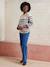 Nautical Style Jumper with Shoulder Openings for Maternity & Nursing marl beige+navy blue 