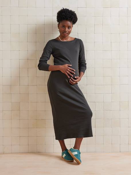 Ribbed Knit Dress for Maternity anthracite 