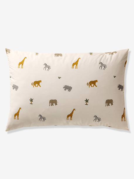 Essential WILD ANIMALS duvet cover set + pillowcase for children, with recycled cotton printed white 